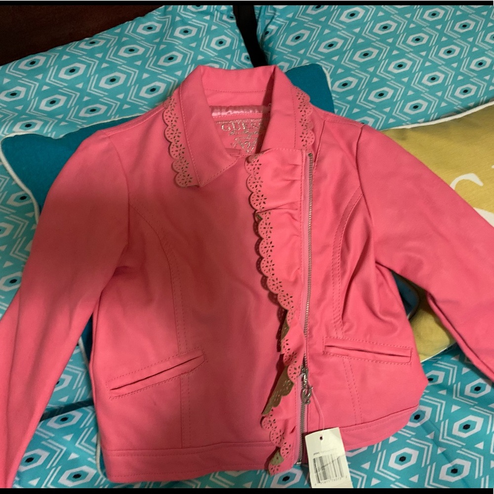 Guess Pink Faux leather jacket size 6